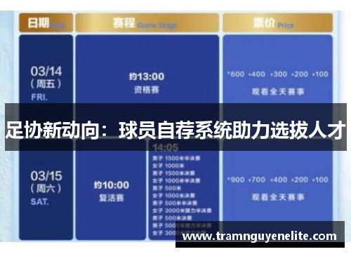 足协新动向：球员自荐系统助力选拔人才